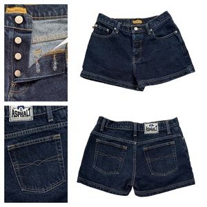 VTG Blue Asphalt Jean Shorts Sz 7 Button Fly-Mid-Rise-Denim 90’s
